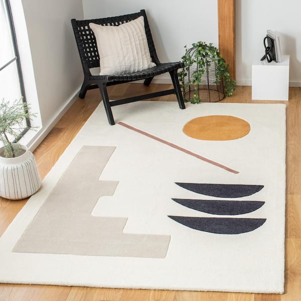 Fifth Avenue Ivory/Brown Doormat 3 ft. x 3 ft. Geometric Square Area Rug