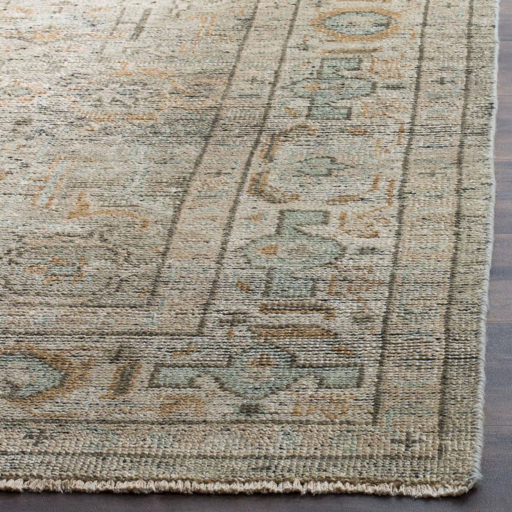 Handmade Blue Wool 4' x 6' Rectangular Rug