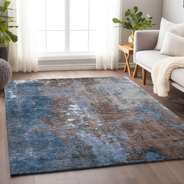 Chantille Machine Washable Indoor/Outdoor Abstract ACN1870 Coffee 9 ft. x 12 ft. Accent Rug
