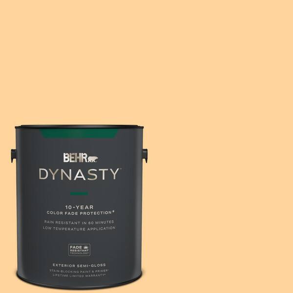 BEHR DYNASTY 1 gal. #P240-3 Mango Nectar Semi-Gloss Enamel Exterior Stain-Blocking Paint & Primer