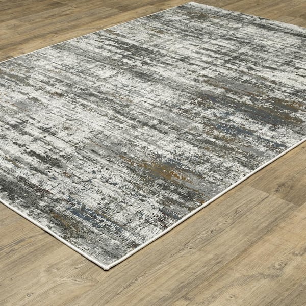 Galleria Charcoal 2 ft. x 8 ft. Modern Distressed Abstract Polyester Indoor Runner Area Rug