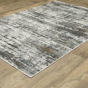 Galleria Charcoal 4 ft. x 6 ft. Modern Distressed Abstract Polyester Indoor Area Rug
