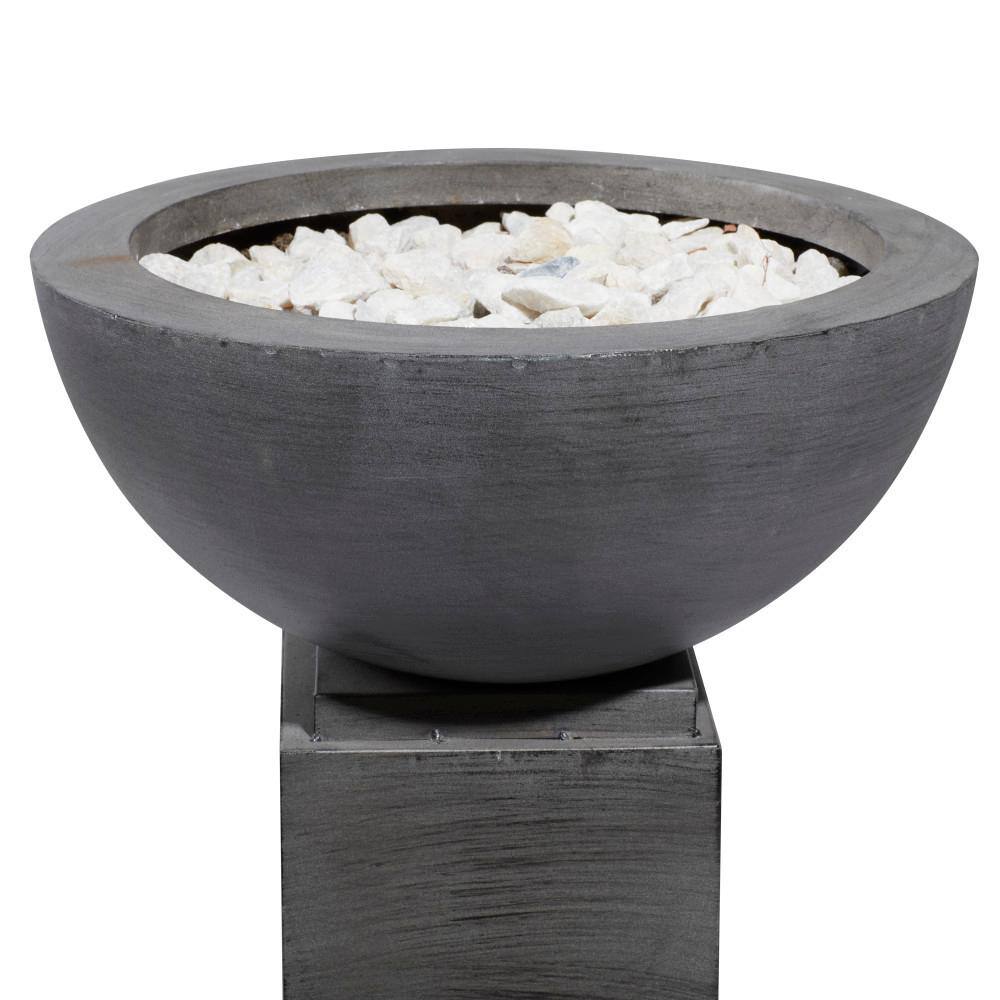 Extra Large Gray Metal Pedestal Planter Set for Indoor/Outdoor Use