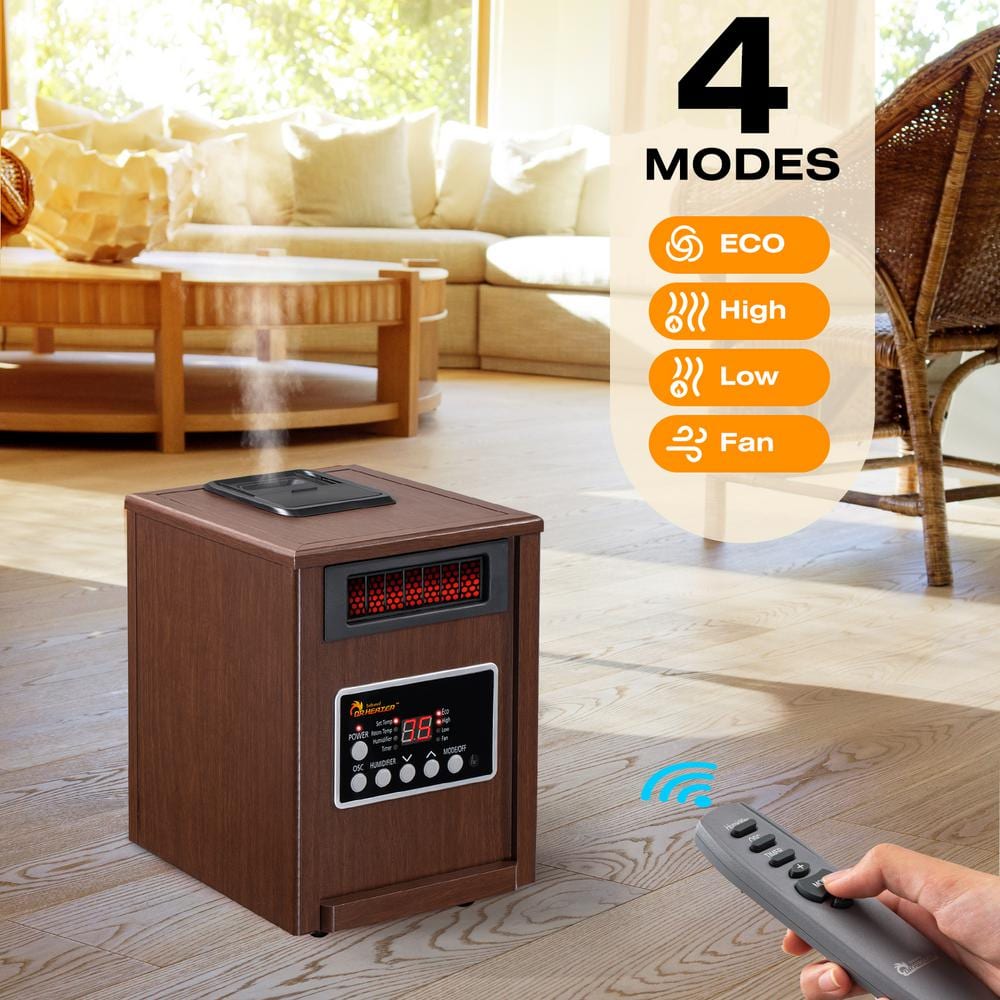 Walnut Electric Infrared Heater with Humidifier and Fan
