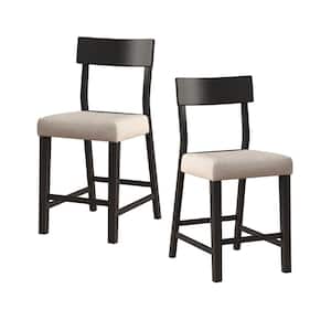 Knolle Park 38.5 in. Black Wood Counter Height Stool (Set of 2)