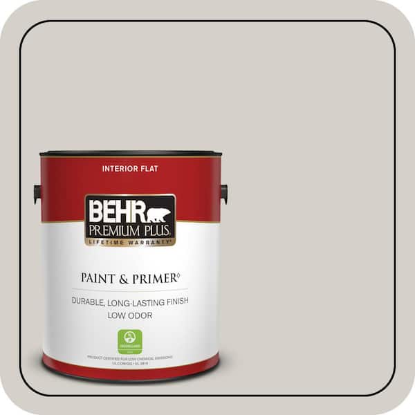 BEHR PREMIUM PLUS 1 gal. Designer Collection #DC-014 Gray View Flat Low Odor Interior Paint & Primer