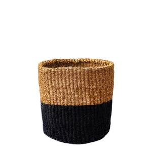 Handwoven Sisal Planter in Sand/Black