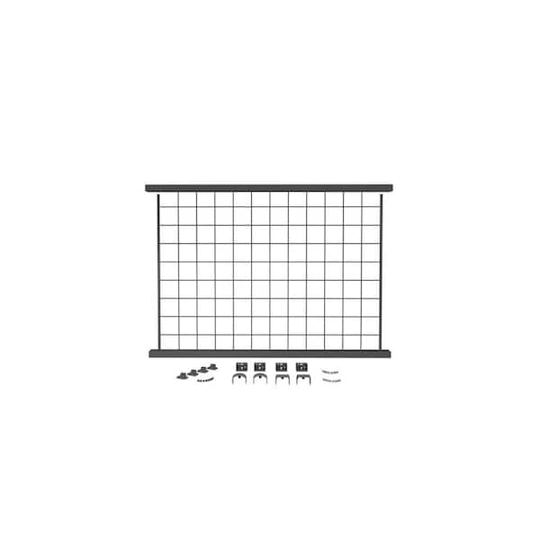 Sorrento C61 36 in. x 48 in. Black Fine Texture Aluminum Level Railing Kit with Mounts and 3-5/8 in. Mesh Panel