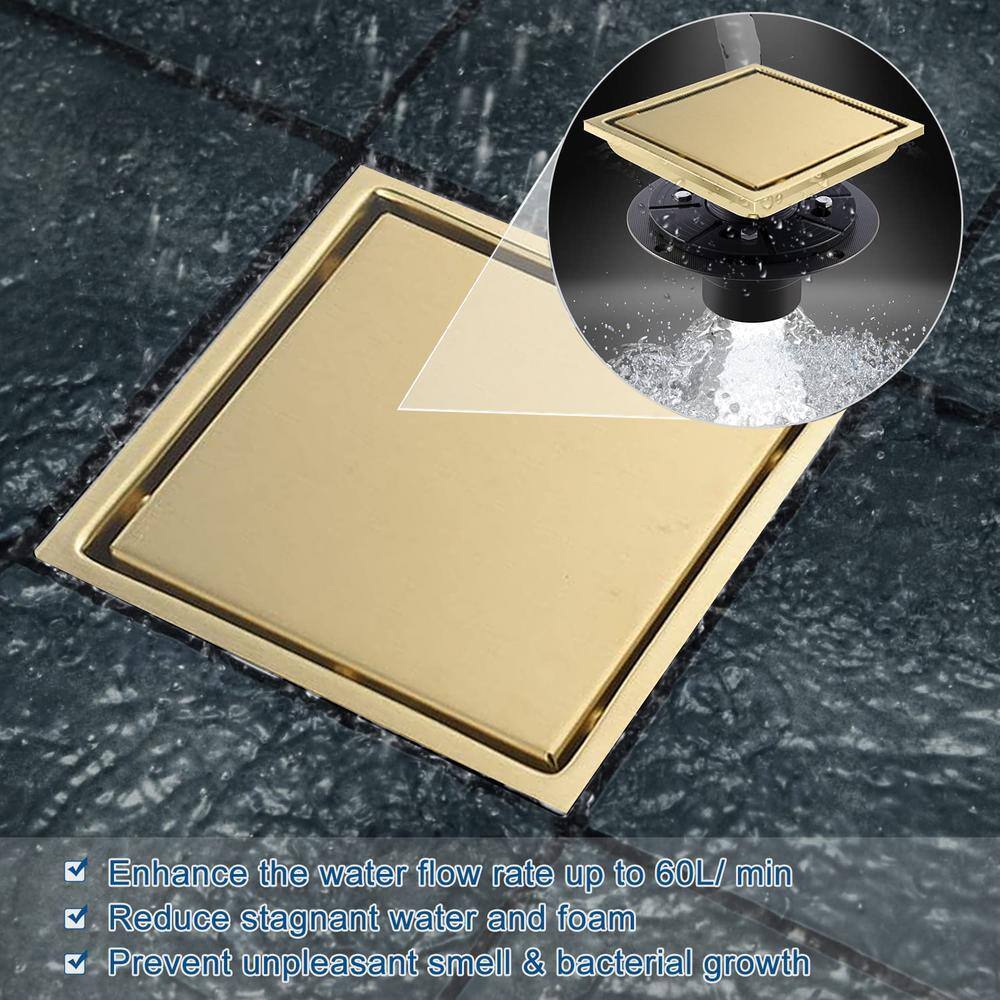 Brushed Gold 6 Inch Square Stainless Steel Bathroom Tray
