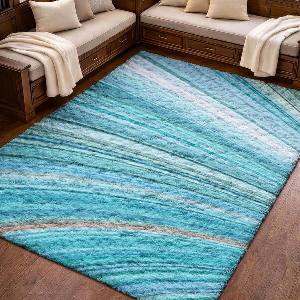 パーフェクトアクアリーボーテ２ ミントブルー Addison Rugs Dream Shag Premium Machine Washable Abstract ADS585