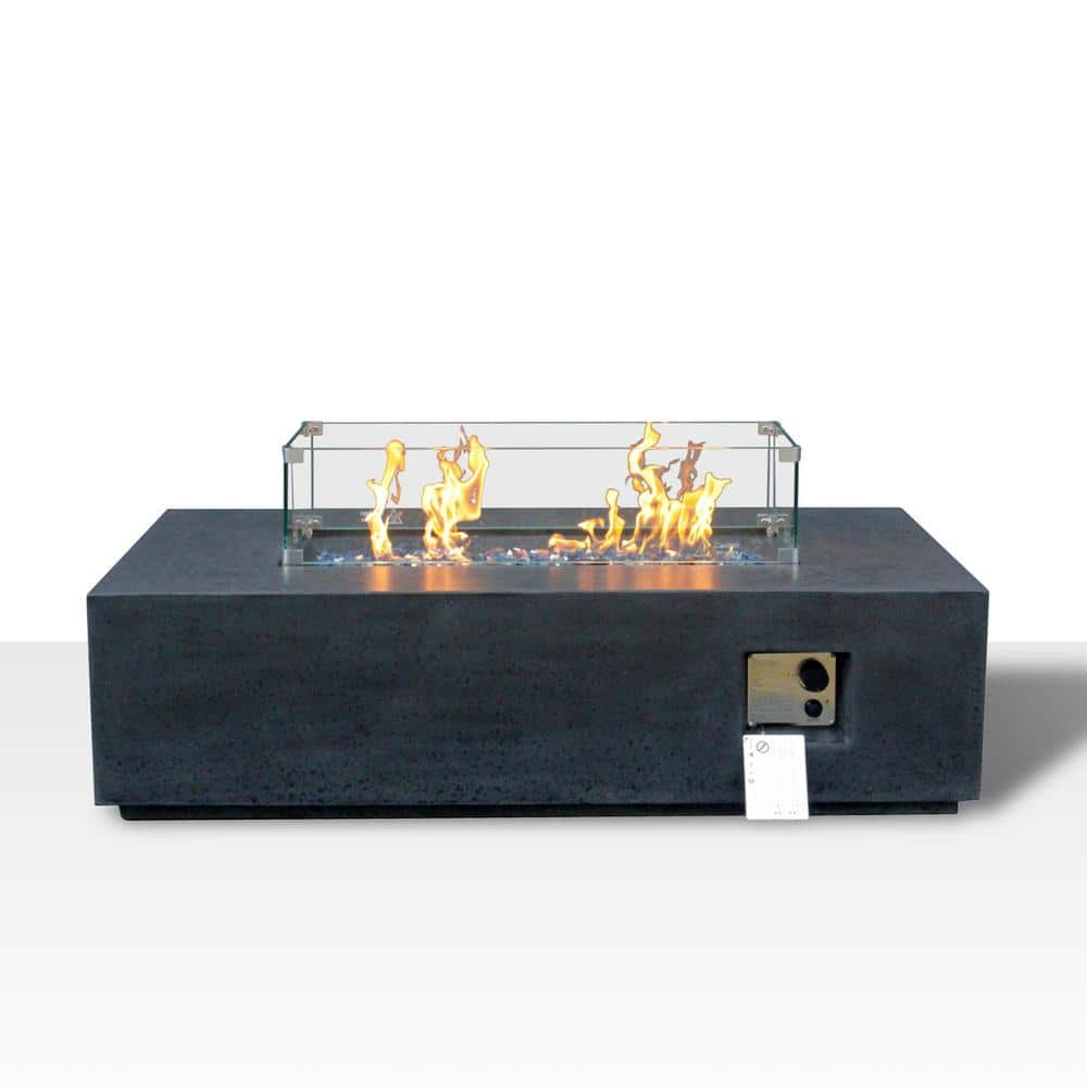 moda furnishings 52 in. 65000 BTU Black Concrete Propane Outdoor Fire Pit