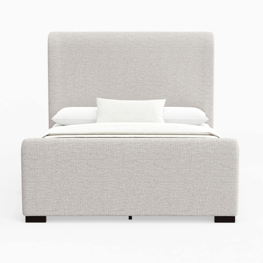 Adele Cream Linen Upholstered King Platform Bed with Wood Frame