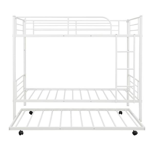 White Twin Over Metal Bunk Bed, Metal Bunk Bed Manual