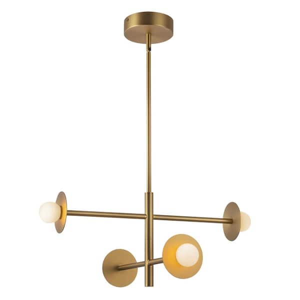 Elixir 22 in. 1 Light 13-Watt Brushed Gold Integrated LED Chandelier