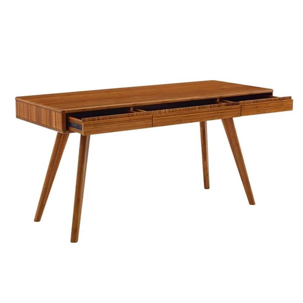 Amber Bamboo 60" Writing Desk with Splayed Legs and Drawers
