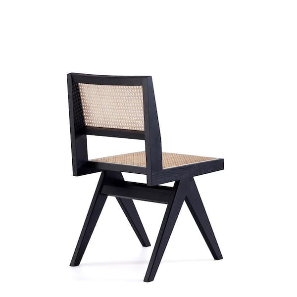 Manhattan Comfort Hamlet Black and Natural Cane Dining Side Chair