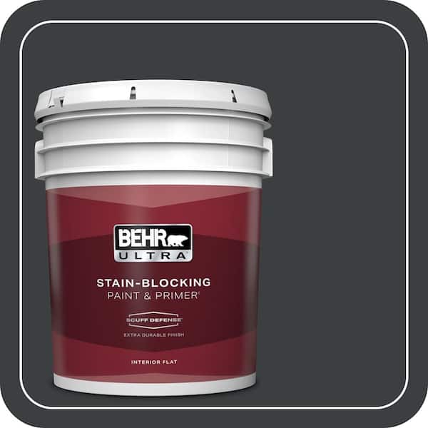 BEHR ULTRA 5 gal. #ECC-25-3 Obsidian Stone Extra Durable Flat Interior Paint & Primer