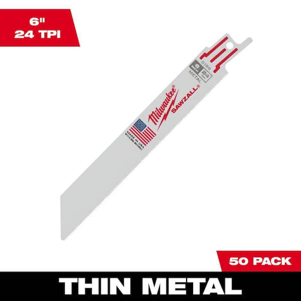 Milwaukee 6 in. 24 TPI Thin Metal Cutting SAWZALL Reciprocating Saw Blades (50-Pack)