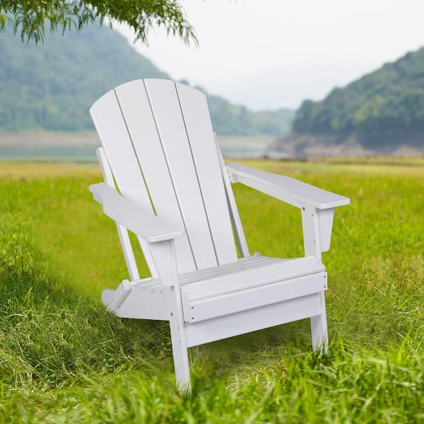 Unbranded Outdoor Weather Resistant Folding Plastic Adirondack Chair, Relaxing Stackable Arm Rest Ergonomic, UV Resistant Frame
