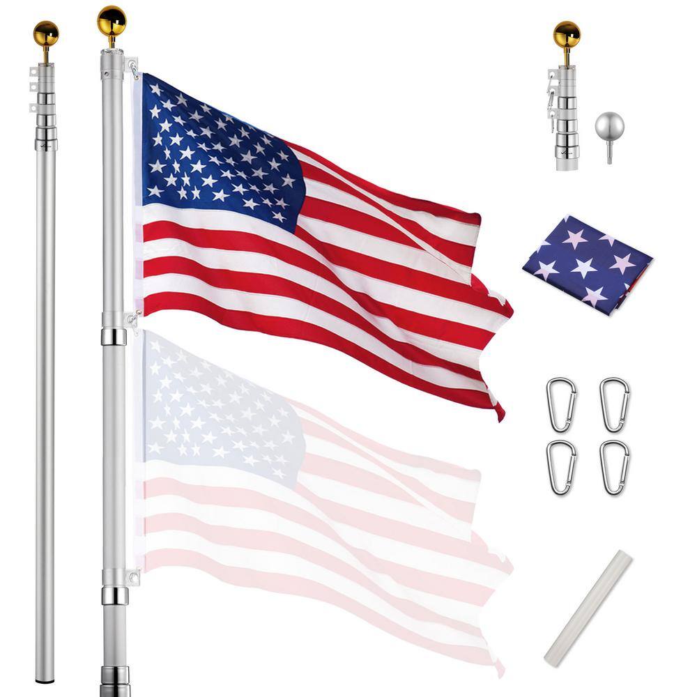 Reviews for 25 ft. Telescopic Aluminum Flag Pole 16 Gauge Fly 2 Flags 3