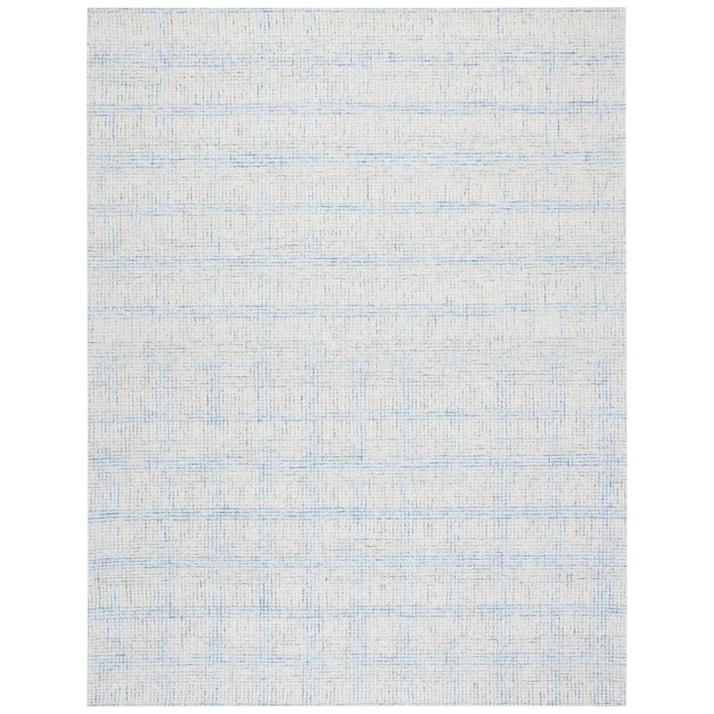 Ivory and Beige Abstract Handmade Wool Area Rug, 6' x 9'