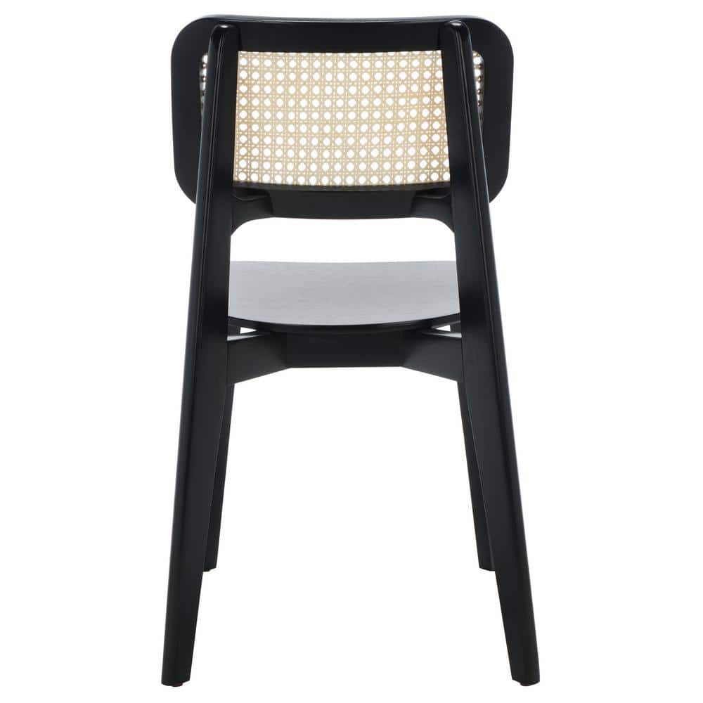 Black and Natural Cane Woven Dining Chair Set