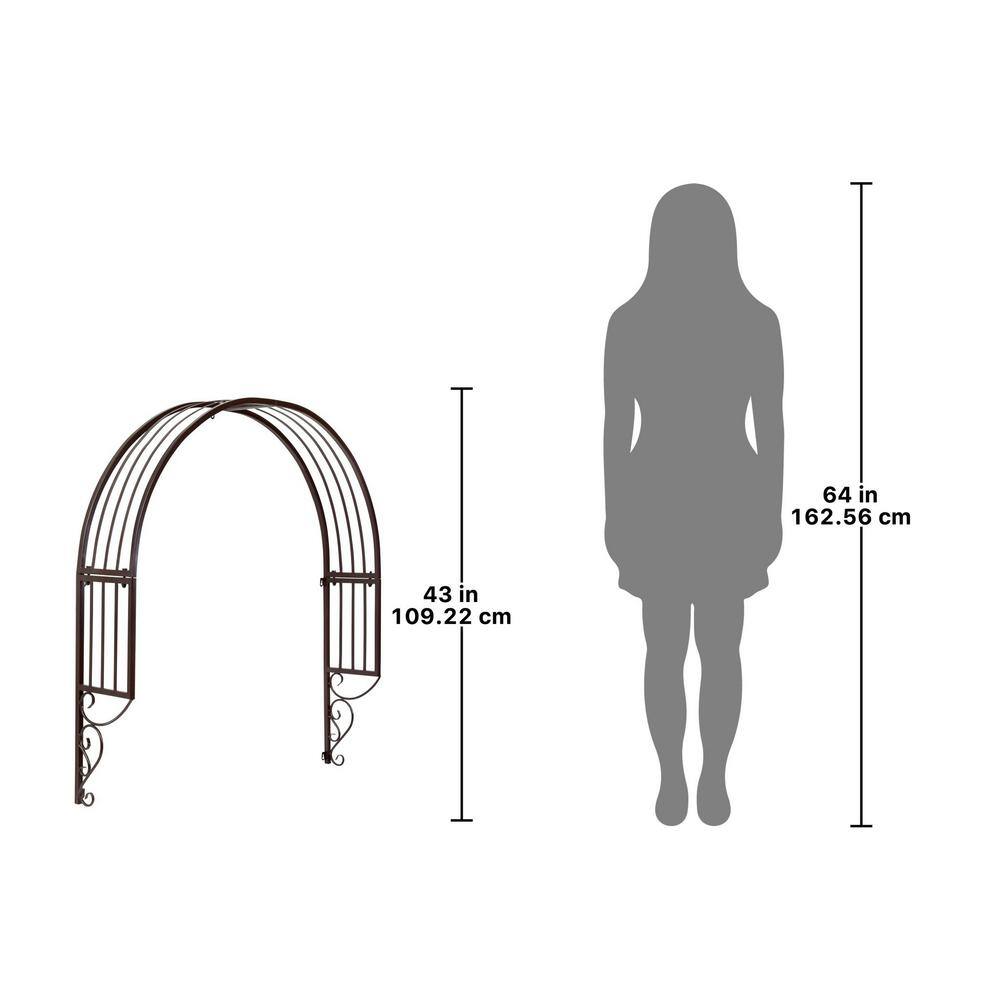 Chocolate Brown Metal Arched Garden Window Trellis