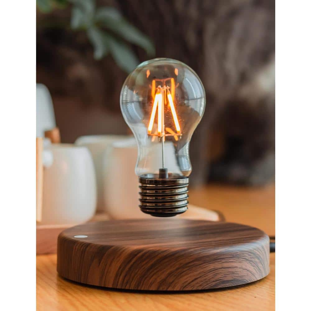 5 in. Brown Integrated LED Magnetic Floating Lamp Light Desk Table Lamp with Yellow Glass and USB Port price history on PriceWatchPro