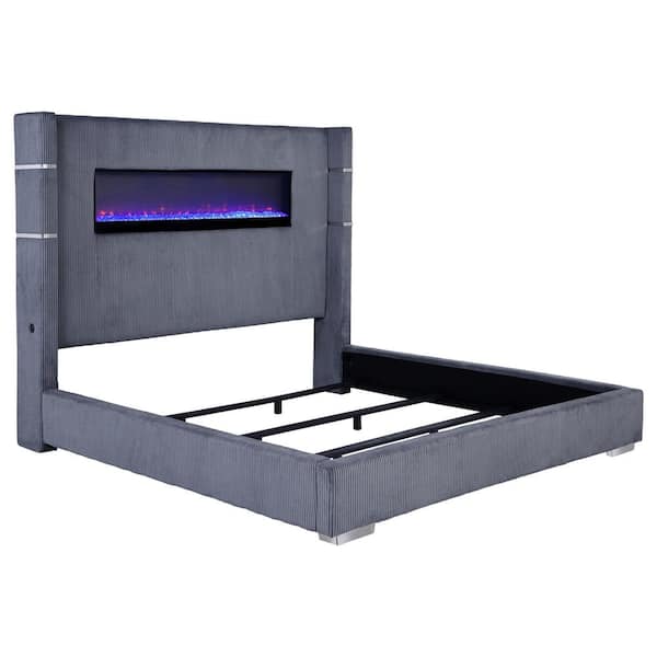 Coaster Tisdall Gray Wood Frame Upholstered Eastern King Panel Bed