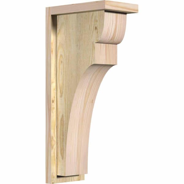 Ekena Millwork 6 in. x 10 in. x 22 in. Douglas Fir Yorktown Rough Sawn Corbel with Backplate