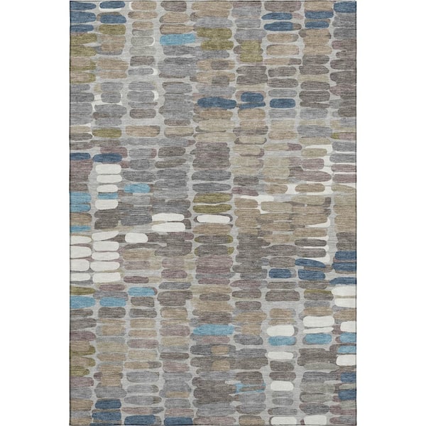 Mayfield Premium Machine Washable Abstract AMF2349 Taupe 10 ft. x 14 ft. Area Rug