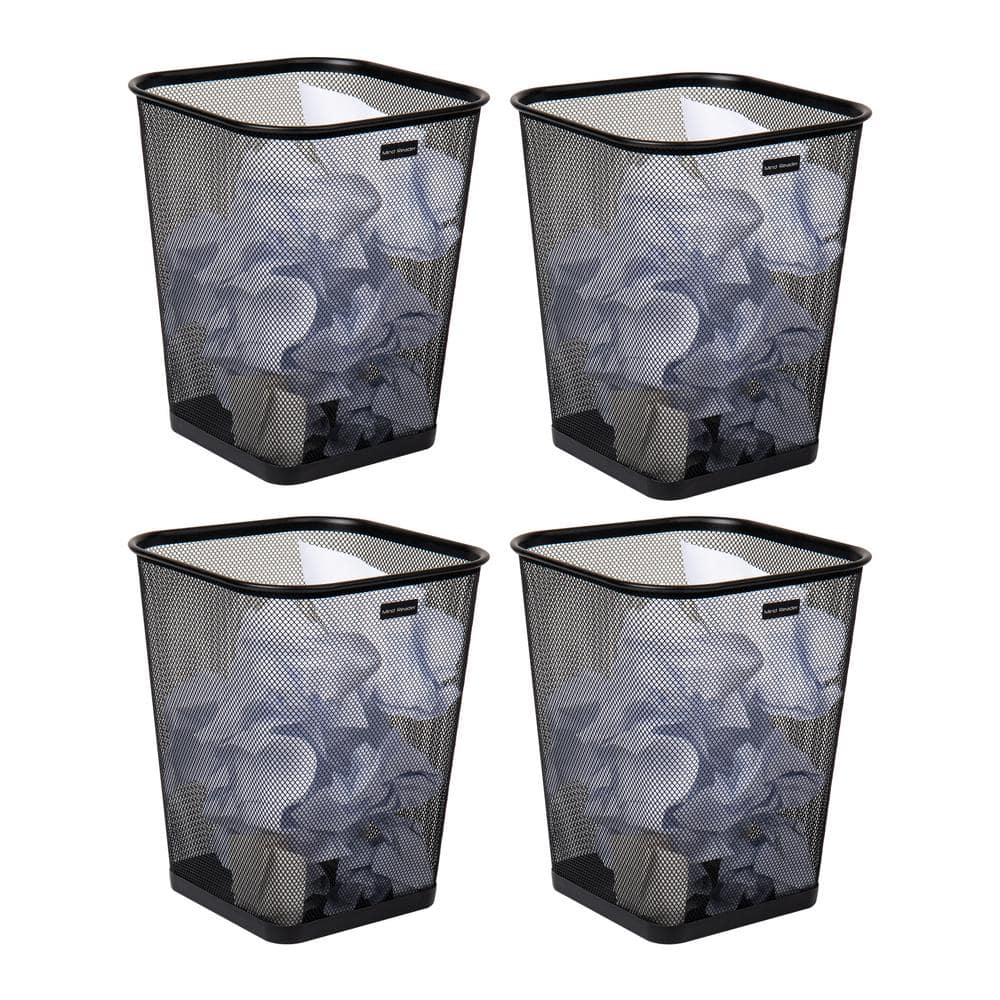 Mind Reader 5 Gal. Black Square Metal Household Trash Can Waste