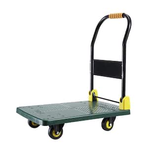 440 lbs. Capacity Portable Platform Hand Truck Collapsible Dolly Push Hand Cart for Loading and Storage in Green