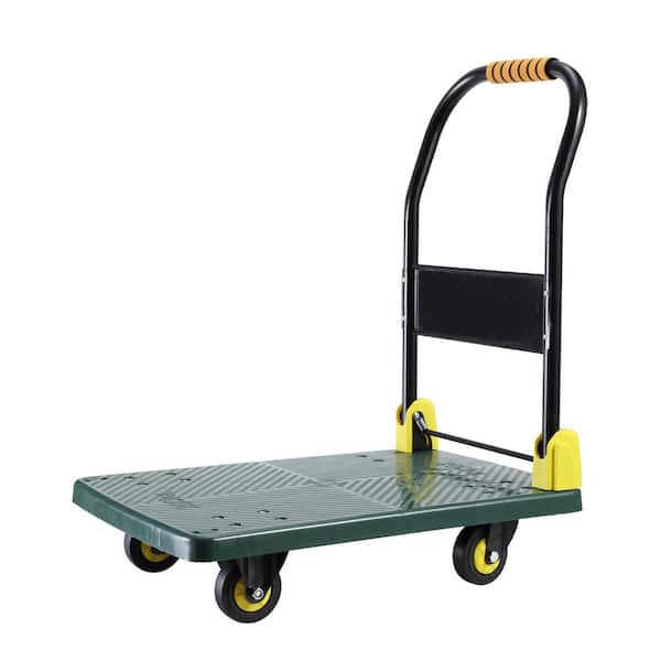 440 lbs. Capacity Portable Platform Hand Truck Collapsible Dolly Push Hand Cart for Loading and Storage in Green