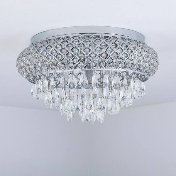 Maxax Jackson 5-Light 19.7 in. Chrome Flush Mount With Crystal Shade MX19120-5CL-C