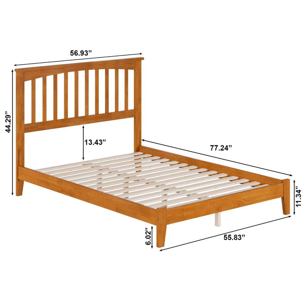 Light Toffee Full Wood Mission Platform Bed with Headboard