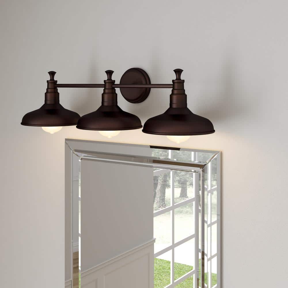 Kimball Textured Coffee Bronze 3-Light Industrial Vanity Light