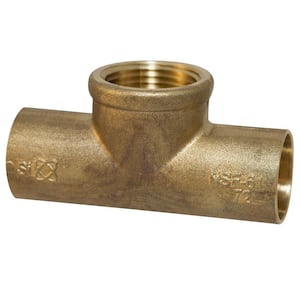 3/4 in. x 3/4 in. x 1/2 in. Forged Bronze Lead-Free Cup X Cup X FIP Tee Fitting