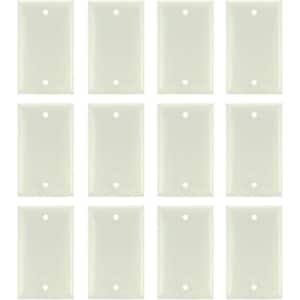 Ivory 1-Gang Screw in Blank Wall Plate (12-Pack)