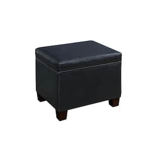 Designs4Comfort Madison Black Faux Leather Upholstery Storage Ottoman