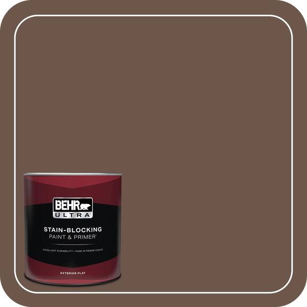 BEHR ULTRA 1 qt. #N170-6 Natural Bark Flat Exterior Paint & Primer