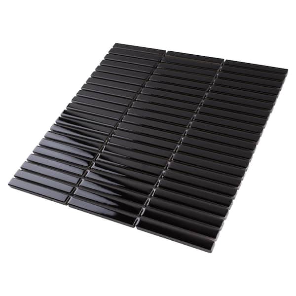 MOLOVO Porcetile Glossy Black 11.2 in. x 11.91 in. Stacked