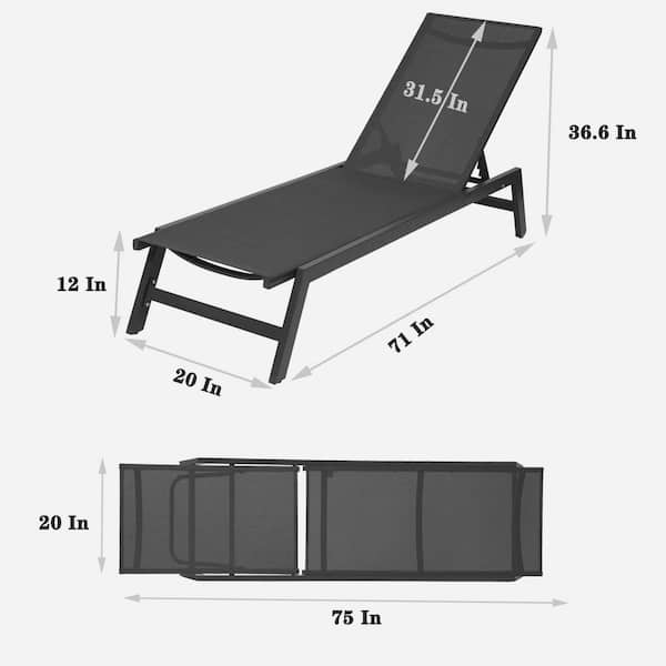 black aluminum outdoor chaise lounge