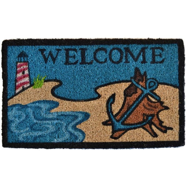 HomeRoots Multi-Colored 30 in. x 18 in. Coir Non-Slip Indoor/Outdoor Door Mat
