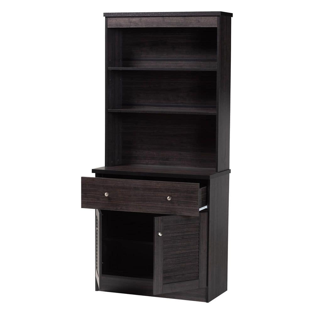 Elegant Dark Espresso Engineered Wood and PU Veneer China Cabinet