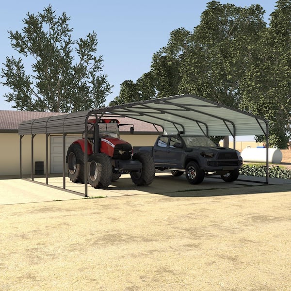 20 ft. W x 20 ft. D Carport Steel Car Canopy and Shelter, Gray