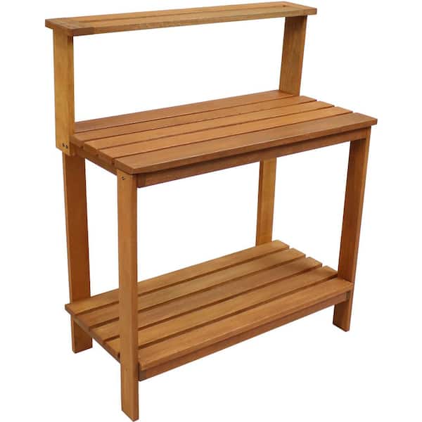 Sunnydaze Meranti - Fioriera da esterni in legno con finitura in teak, vaso quadrato per fiori ed erbe in legno per giardino, veranda e patio, 40 cm, scelta singola o set di