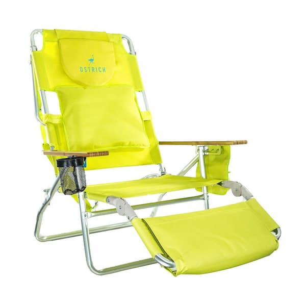 Ostrich Deluxe 3-in-1 Lime Green Aluminum Reclining Beach Chair