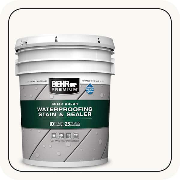5 gal. White Base Solid Color Waterproofing Exterior Wood Stain and Sealer