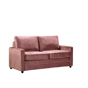 Rivian 61.5 in. Rose Velvet 2-Seater Twin Sleeper Sofa Bed with Removable Cushions